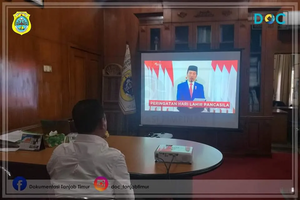 Sekda Ikuti Peringatan Hari Lahir Pancasila Via Live Streaming TVRI