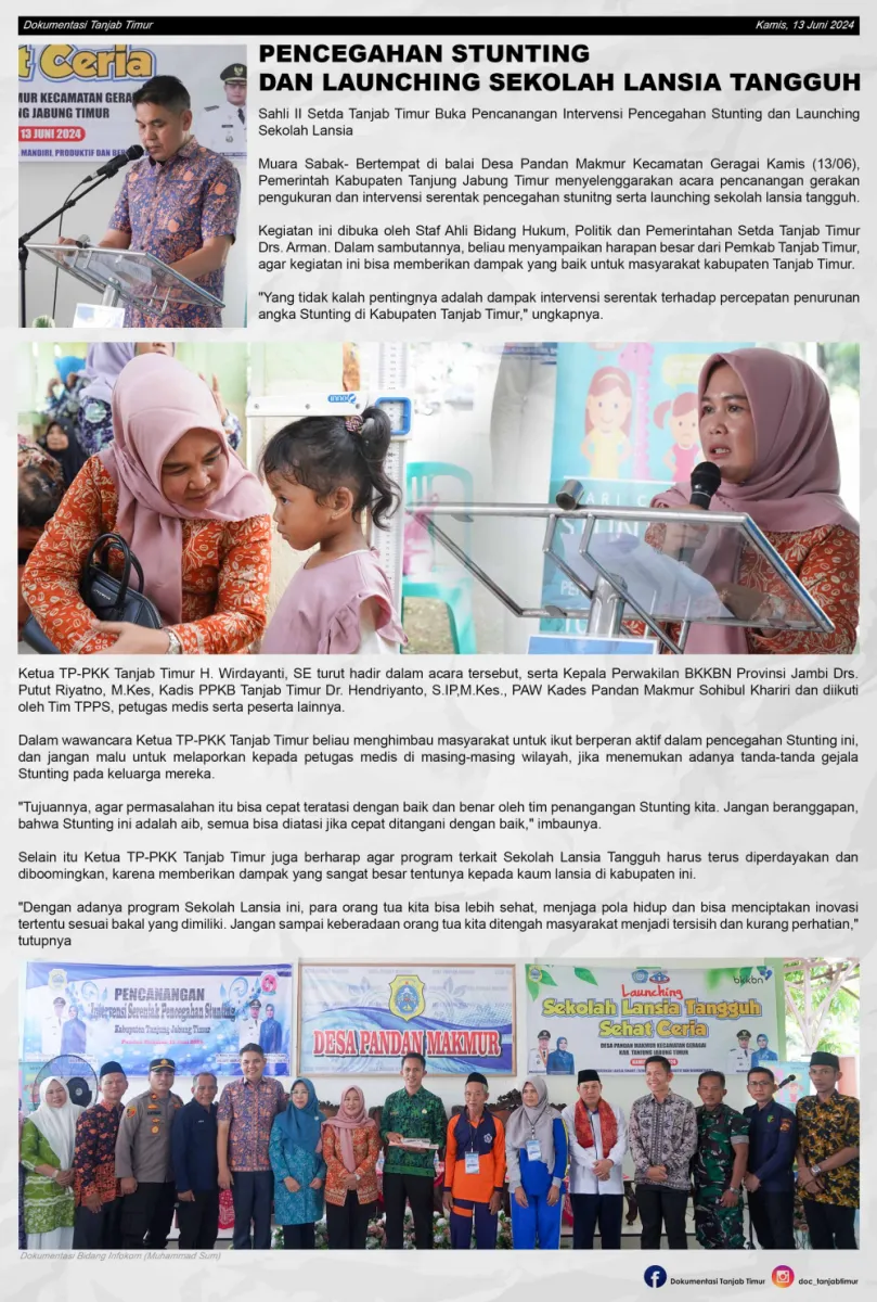 PENCEGAHAN STUNTING DAN LAUNCHING SEKOLAH LANSIA TANGGUH